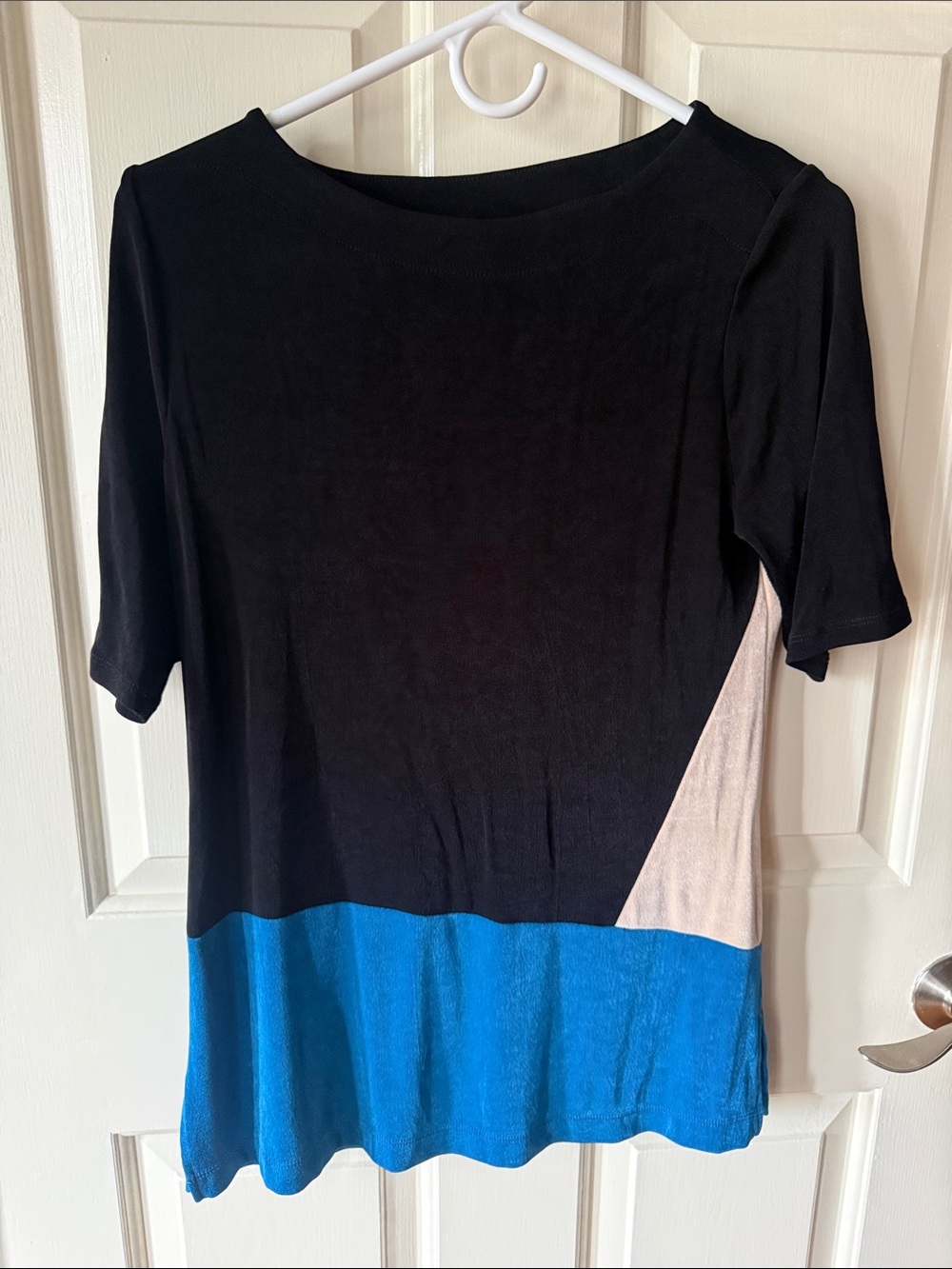 Chico’s Womens Colorblock Short Sleeve Top - Geometric print - Size 0